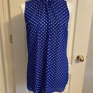 ABS Allen Schwartz Sleeveless Polka Dot Blouse Keyhole Back Small